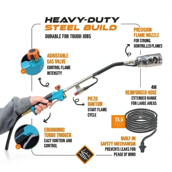 Propane Torch Weed Burner Sunlight 13 ft Hose Blue 2.2M BTU-2