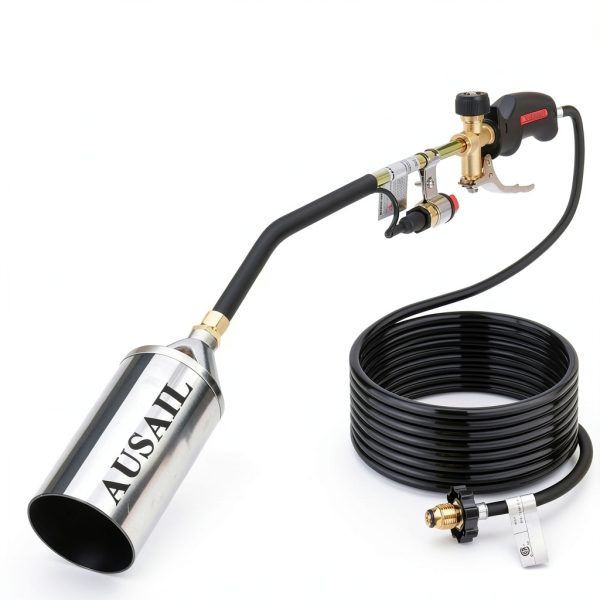 Propane Torch AUSAIL Weed Burner Turbo Trigger 10FT Hose Silver-1