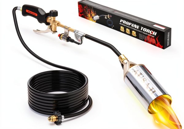 Propane Torch AUSAIL Weed Burner Turbo Trigger 10FT Hose Silver-0