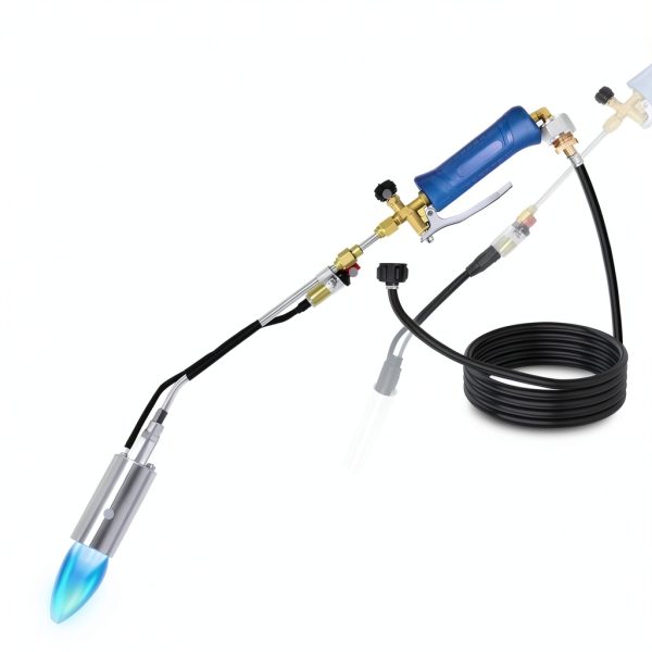 2-In-1 Propane Torch Weed Burner, 240,000 BTU Heavy Duty Flamethrower with Extended 10 inch Hose，Blow Torch Featuring Igniter and Flame Control, QCC Standard-3