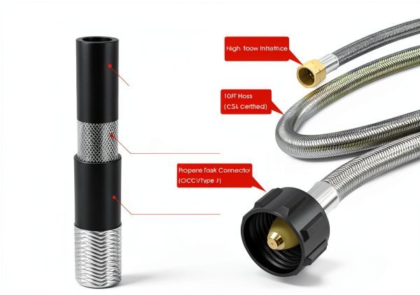 Propane Torch Weed Burner Kit ACOVER High BTU 10FT Hose Silver-2