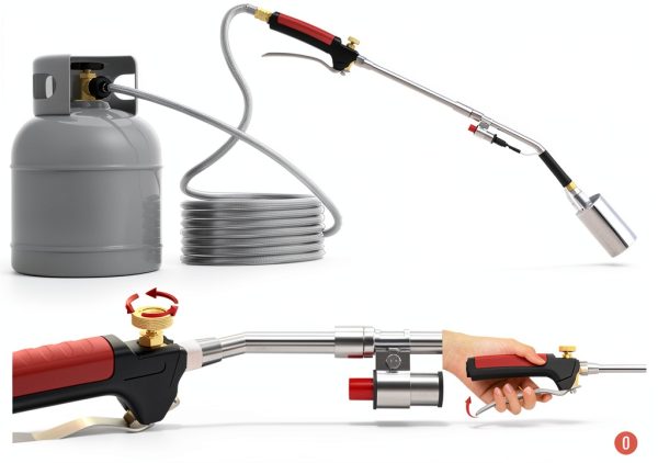 Propane Torch Weed Burner Kit ACOVER High BTU 10FT Hose Silver-5