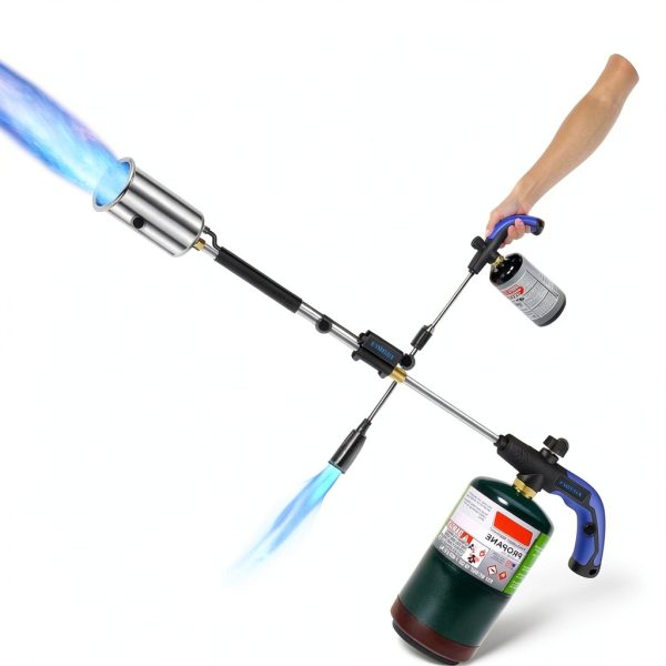 Heavy Duty Propane Weed Burner Torch, Self-Igniting Flame Thrower with Rubber Grip for Garden Weeding, BBQ Lighting, Driveway & Snow Clearing(Fuel Cylinder Not Included)-2