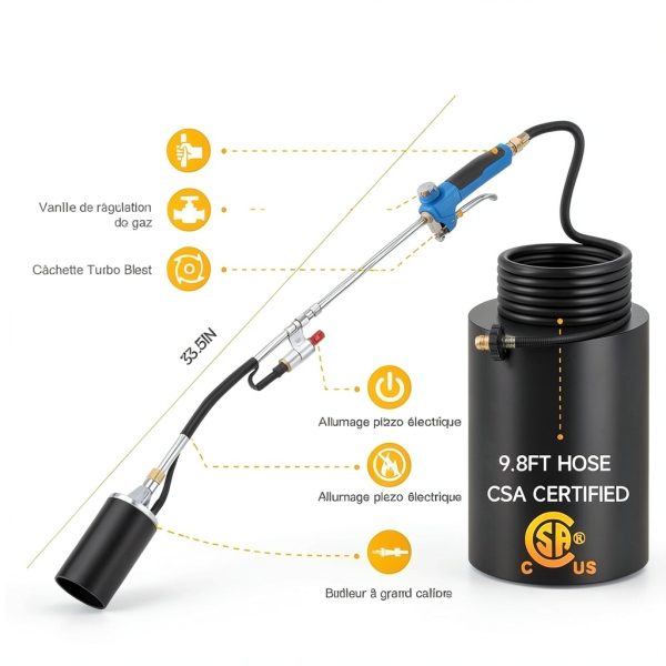 Propane Torch Weed Burner Kit LZONEY 1,200,000 BTU with 10 FT Hose-1