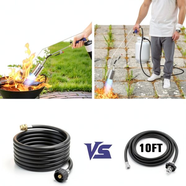 Propane Torch Weed Burner, Long/Short Mode, Heavy Duty Blow Torch Flamethrower with 12.5FT Hose for Flame Weeding, Roofing, BBQ, Melting Ice-1