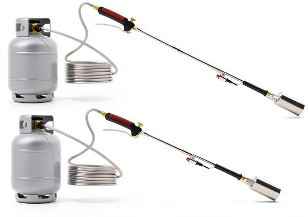 Propane Torch Weed Burner Kit, 40'' Long Arm Heavy Duty Blow Torch with 10FT Weave Hose，Flame Control and Turbo Trigger Push Button Igniter For Ice Snow Road,Weeding,Asphalt,Road Marking-2