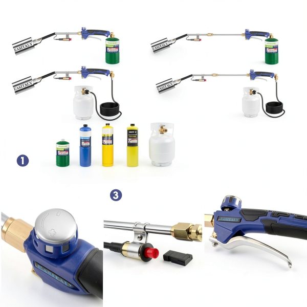 Propane Torch Weed Burner Kit,High Output with 12.5FT Hose,Heavy Duty Blow Torch Flamethrower with Long/Short Mode for Flame Weeding,Roofing,Ice Melting,Road Marking,BBQ-4