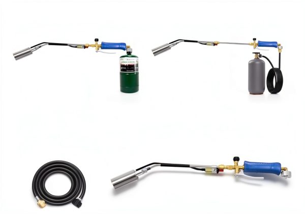 2-In-1 Propane Torch Weed Burner, 240,000 BTU Heavy Duty Flamethrower with Extended 10 inch Hose，Blow Torch Featuring Igniter and Flame Control, QCC Standard-1