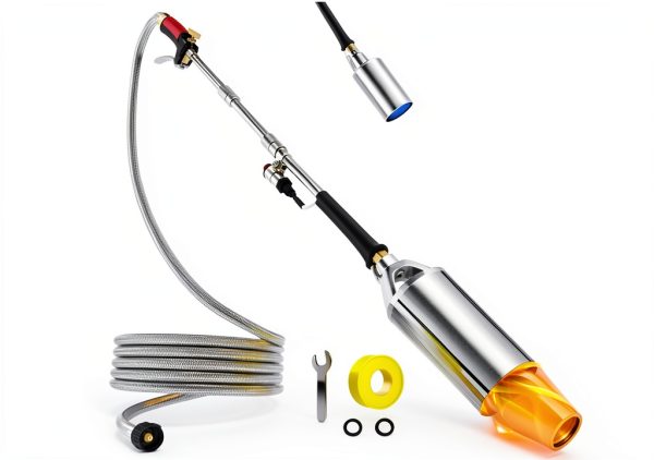 Propane Torch Weed Burner Kit, 40'' Long Arm Heavy Duty Blow Torch with 10FT Weave Hose，Flame Control and Turbo Trigger Push Button Igniter For Ice Snow Road,Weeding,Asphalt,Road Marking-0