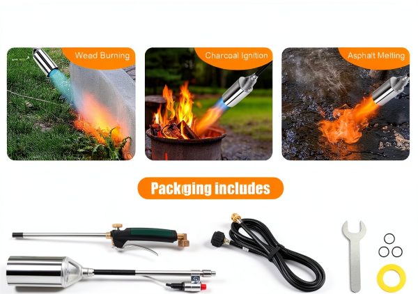 Propane Torch Aikyciu Weed Burner with 10FT Hose and Push Button-6