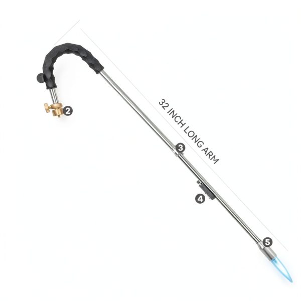Weed Torch, Propane Burner, 24,000 BTU Weed Burner Torch for Propane Tank with Igniter, 32" Long Arm Blow Torch for Weeds, Portable Flame Thrower for Weeds, Fire Starter, Ice Melt-1