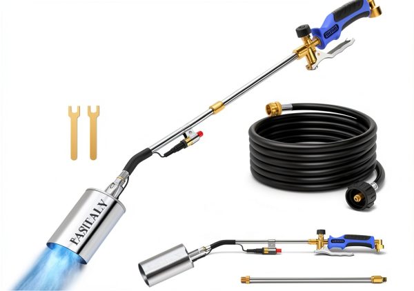 Propane Torch Weed Burner, Long/Short Mode, Heavy Duty Blow Torch Flamethrower with 12.5FT Hose for Flame Weeding, Roofing, BBQ, Melting Ice-0