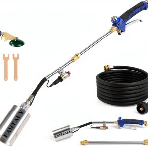 Propane Torch Weed Burner Kit,High Output with 12.5FT Hose,Heavy Duty Blow Torch Flamethrower with Long/Short Mode for Flame Weeding,Roofing,Ice Melting,Road Marking,BBQ-0