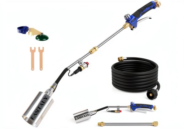 Propane Torch Weed Burner Kit,High Output with 12.5FT Hose,Heavy Duty Blow Torch Flamethrower with Long/Short Mode for Flame Weeding,Roofing,Ice Melting,Road Marking,BBQ-0