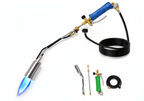 2-In-1 Propane Torch Weed Burner, 240,000 BTU Heavy Duty Flamethrower with Extended 10 inch Hose，Blow Torch Featuring Igniter and Flame Control, QCC Standard-0